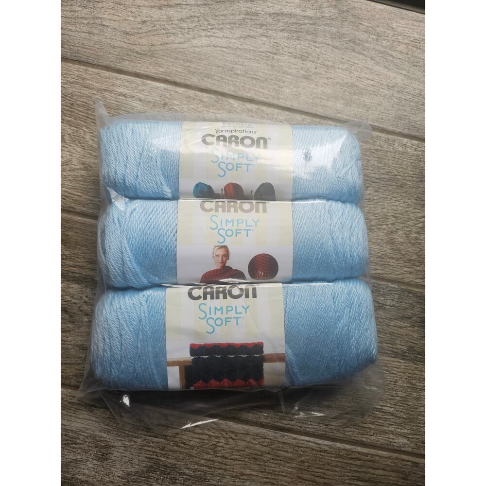 Caron Simply Soft Yarn Soft Blue 09712 Worsted Acrylic 6oz 3 Skeins Bulk Pack‎